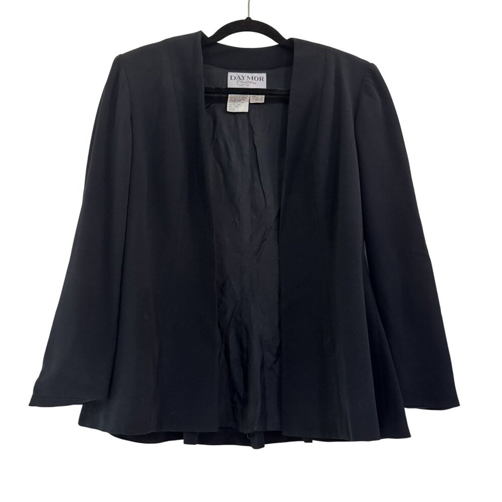 Vintage Daymor Couture by C. Mercedes Ferreira Womens Black Open Blazer Jacket 8